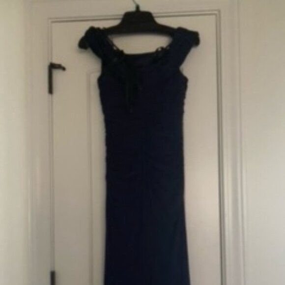 NWT La Femme 29541SC Jersey  Evening Dress Navy in Sizes 6 & 8 - Picture 5 of 6